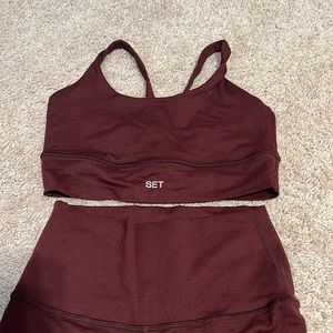 Set Active burgundy short set with bra S and M